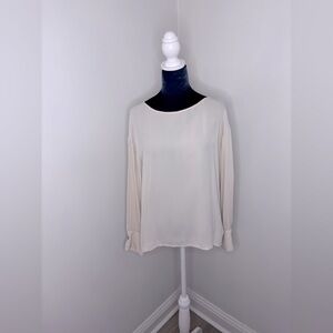 Theory Jarthstin Classic Ivory Silk Long Sleeve Blouse Size M